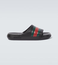 Gucci Web rubber slides