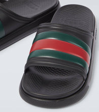 Gucci Web rubber slides