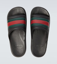 Gucci Web rubber slides