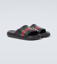Gucci Web rubber slides