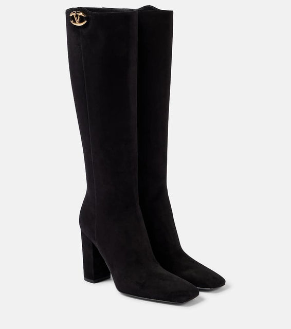 Valentino Garavani VLogo suede knee-high boots