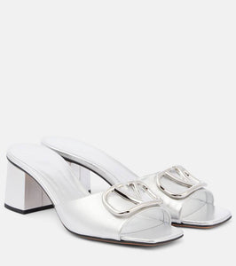 Valentino Garavani VLogo Signature metallic leather mules