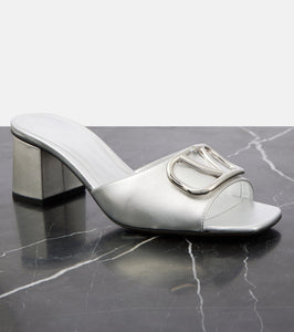 Valentino Garavani VLogo Signature metallic leather mules