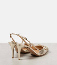 Valentino Garavani VLogo Signature metallic leather slingback pumps
