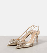 Valentino Garavani VLogo Signature metallic leather slingback pumps