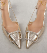 Valentino Garavani VLogo Signature metallic leather slingback pumps