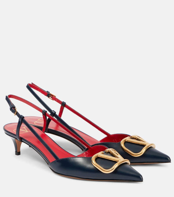 Valentino Garavani VLogo Signature leather slingback pumps