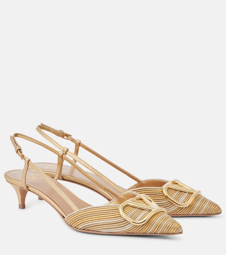 Valentino Garavani VLogo Signature 40 leather slingback pumps - Valentino Garavani VLogo Signature 40 皮革露跟高跟鞋
