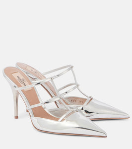 Valentino Garavani Wispy Rockstud metallic leather mules