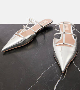 Valentino Garavani Rockstud metallic leather flats