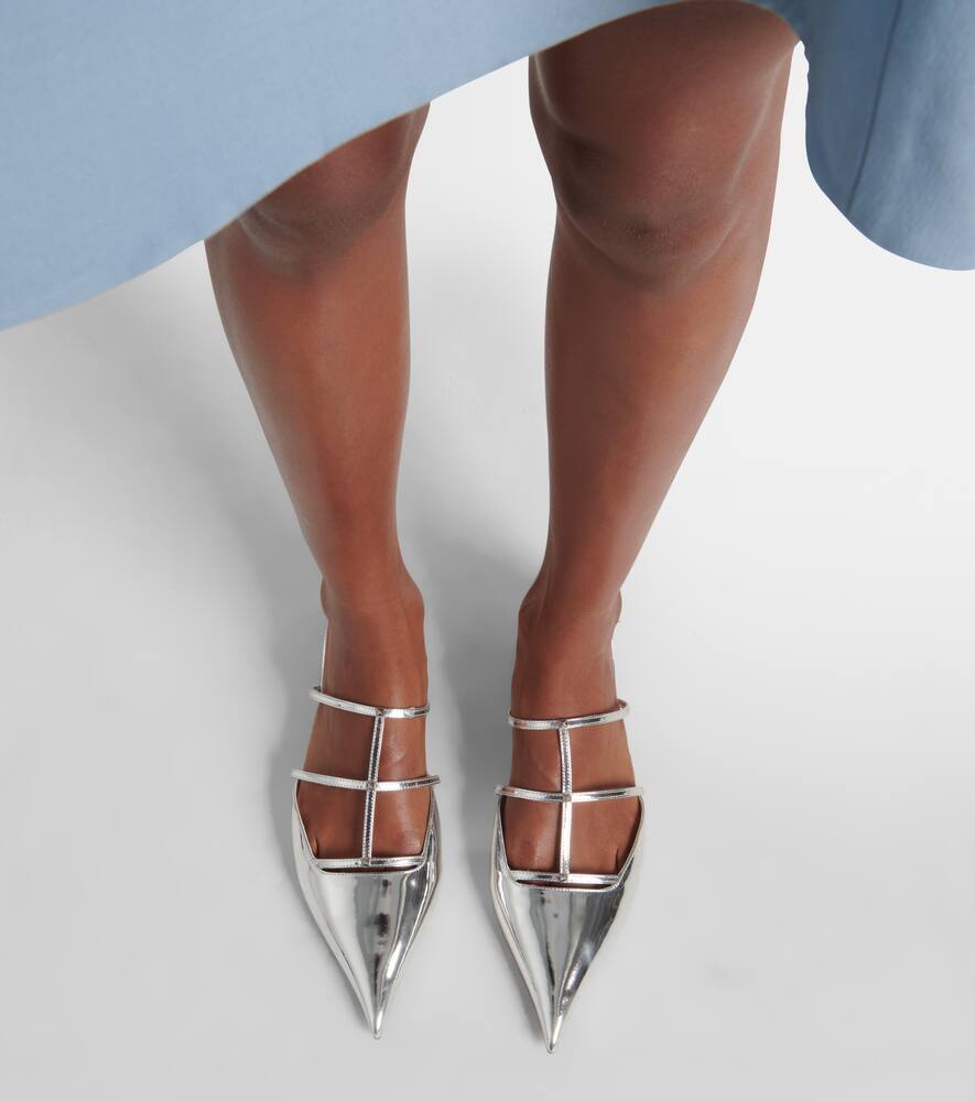 Valentino Garavani Rockstud metallic leather flats