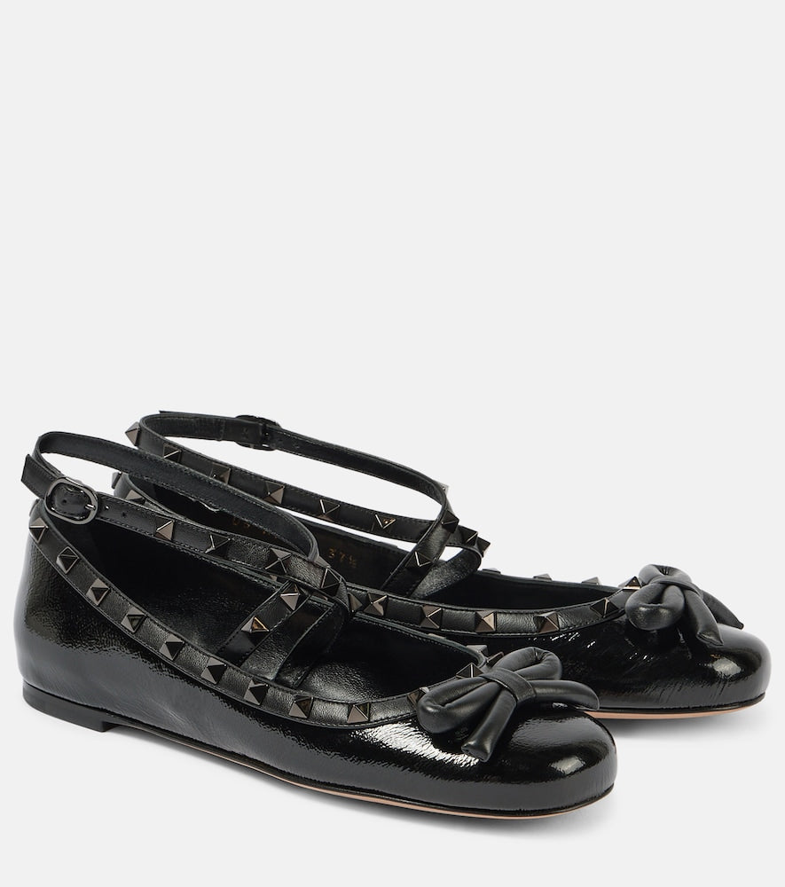 Valentino Garavani Rockstud patent leather ballet flats - Valentino Garavani Rockstud漆皮芭蕾平底鞋