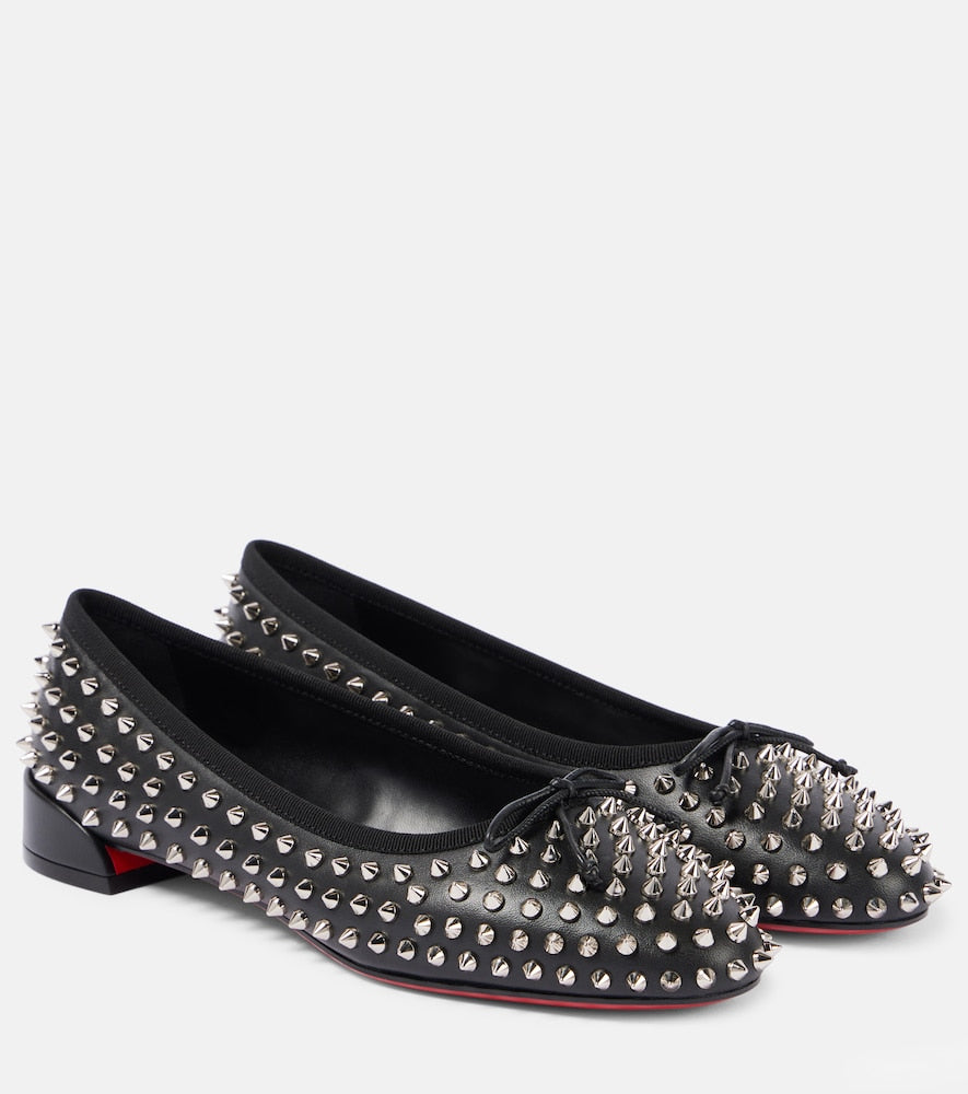 Christian Louboutin Spiked leather ballet flats - 克里斯提·鲁布托铆钉皮革芭蕾平底鞋