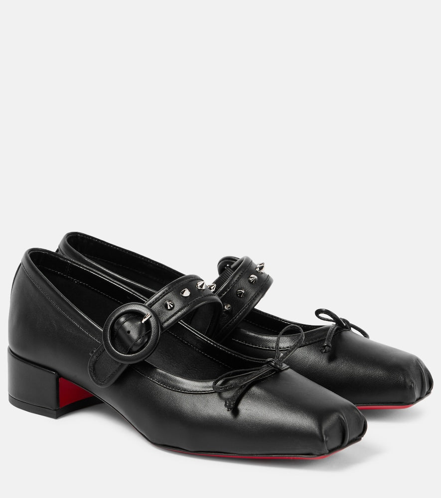 Christian Louboutin Mamastrapita Spikes leather Mary Jane flats - Christian Louboutin Mamastrapita Spikes 皮革玛丽珍平底鞋