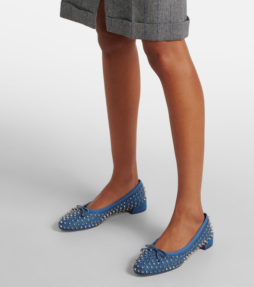 Christian Louboutin Sweetie Jane Spikes denim ballet flats