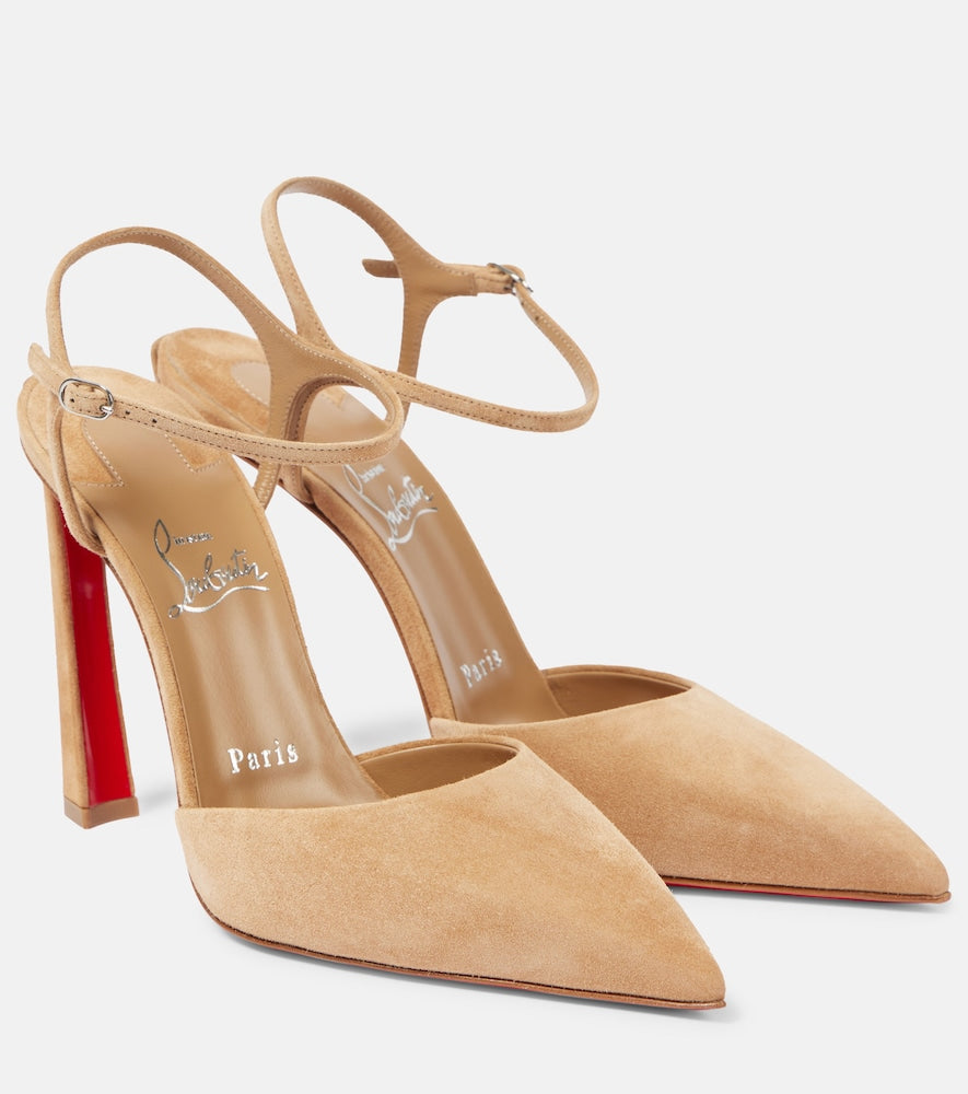 Christian Louboutin Condora Riviera 100 suede slingback pumps - Christian Louboutin Condora Riviera 100 麂皮露跟高跟鞋