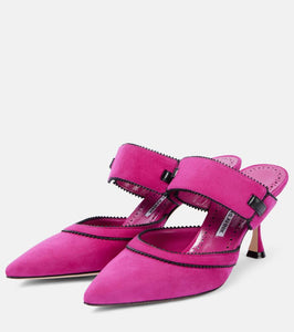 Manolo Blahnik Brontiamusa 70 suede mules