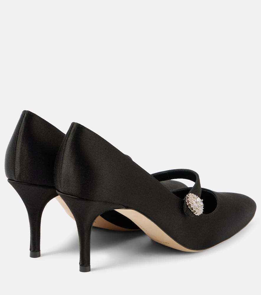 Manolo Blahnik Marijana embellished satin Mary Jane pumps