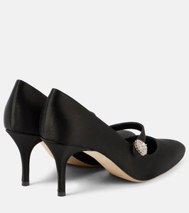 Manolo Blahnik Marijana embellished satin Mary Jane pumps