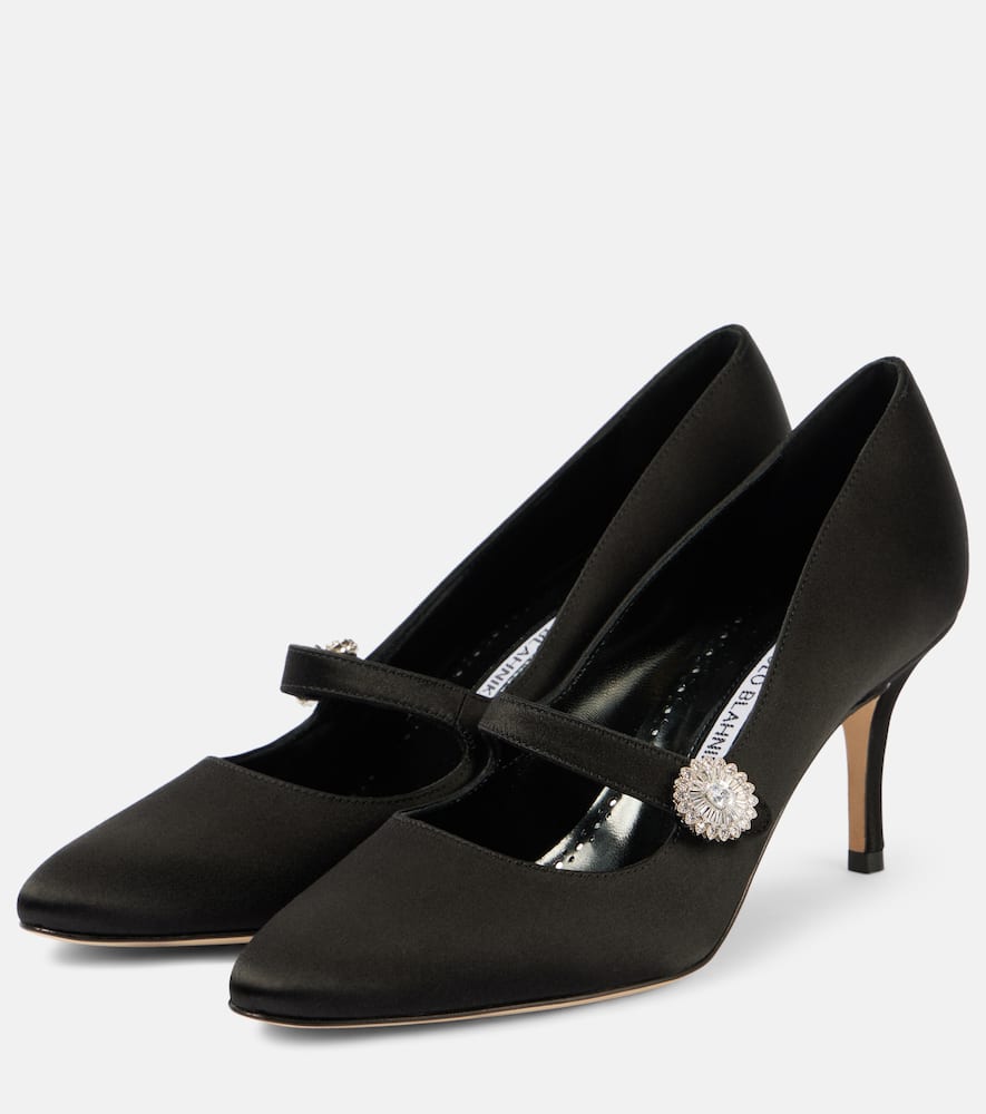 Manolo Blahnik Marijana embellished satin Mary Jane pumps