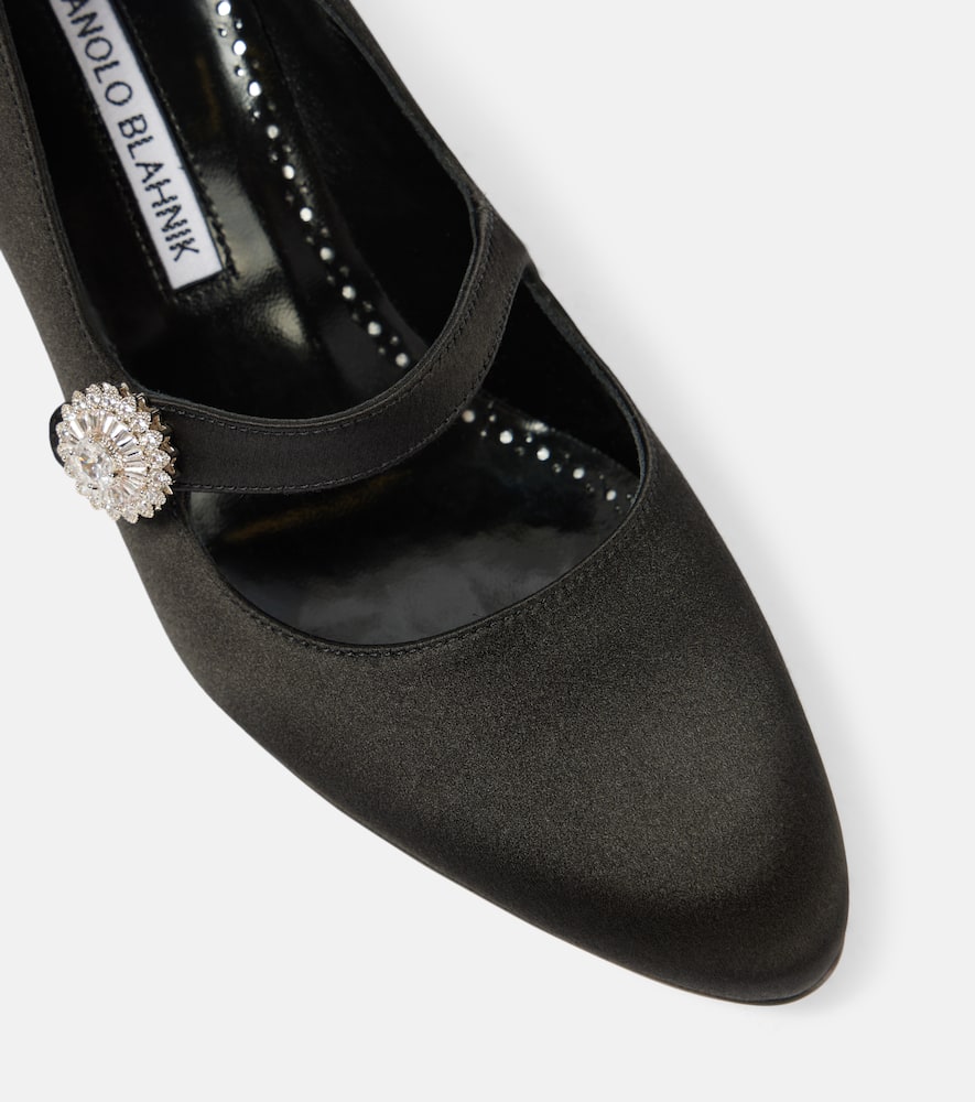 Manolo Blahnik Marijana embellished satin Mary Jane pumps