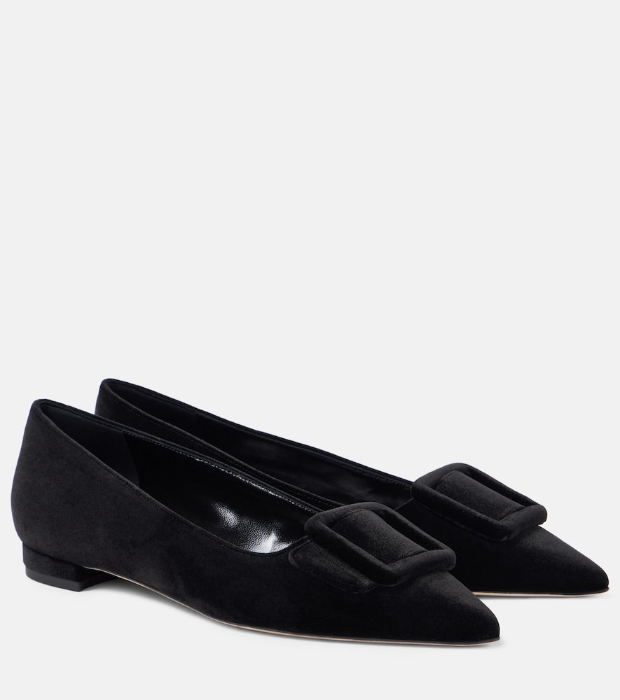 Manolo Blahnik Maysalepumpflat velvet ballet flats - Manolo Blahnik Maysalepumpflat 天鹅绒芭蕾平底鞋