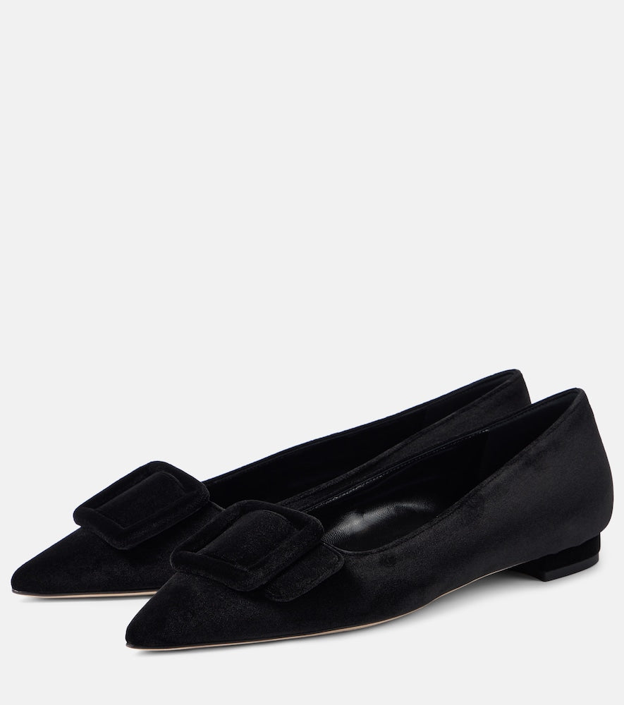 Manolo Blahnik Maysalepumpflat velvet ballet flats
