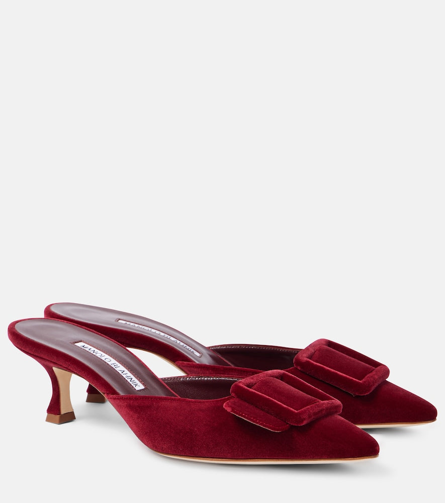 Manolo Blahnik Maysale 50 velvet mules - Manolo Blahnik Maysale 50 天鹅绒穆勒鞋