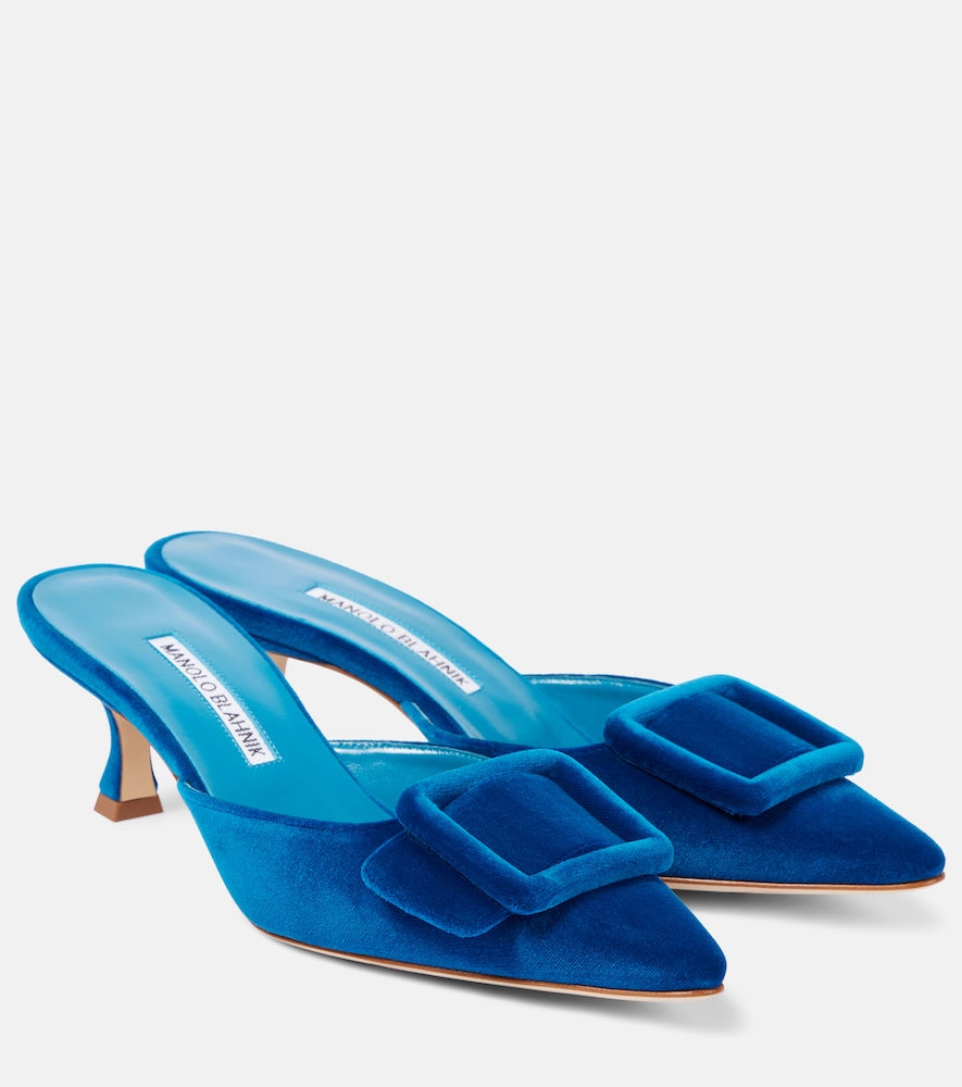 Manolo Blahnik Maysale 50 velvet mules - Manolo Blahnik Maysale 50 天鹅绒穆勒鞋