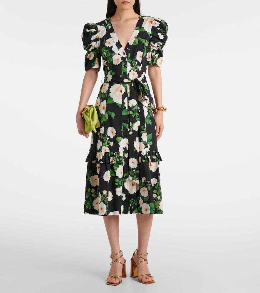 Carolina Herrera Floral cotton-blend midi dress