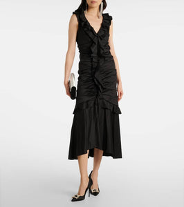 Carolina Herrera Ruffled cotton-blend midi dress