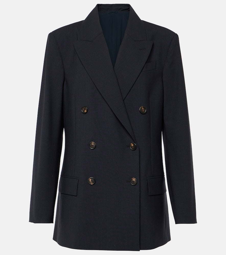 Brunello Cucinelli Double-breasted wool-blend blazer - Brunello Cucinelli 双排扣羊毛混纺西装外套