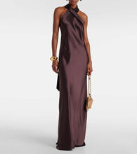 Galvan Pandora halterneck satin maxi dress
