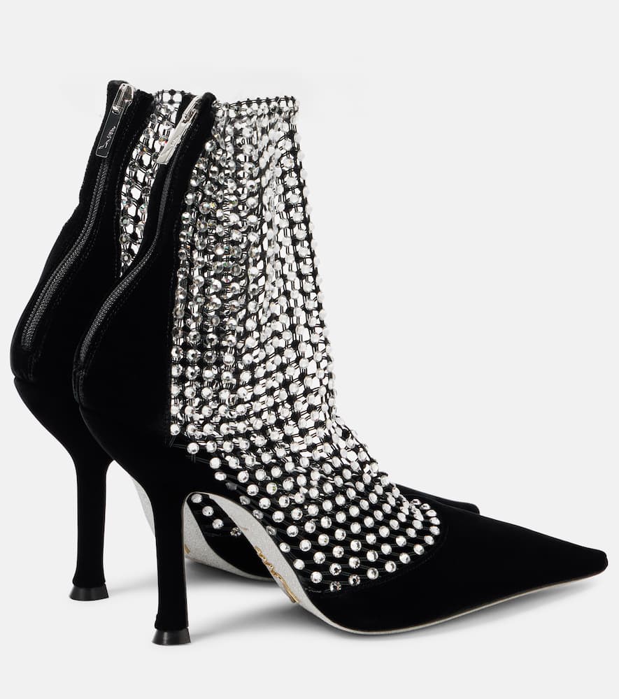 Rene Caovilla Galaxia embellished velvet ankle boots
