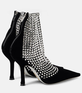 Rene Caovilla Galaxia embellished velvet ankle boots