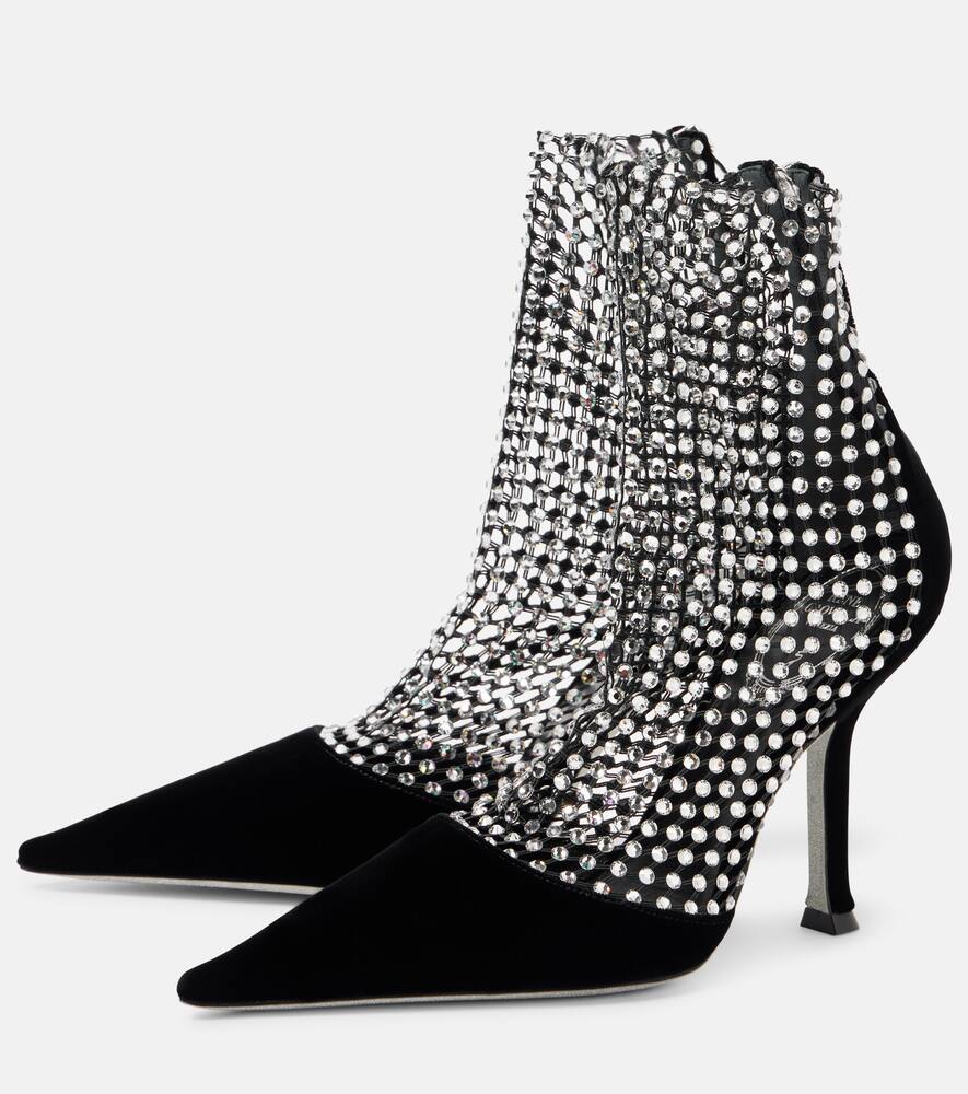 Rene Caovilla Galaxia embellished velvet ankle boots