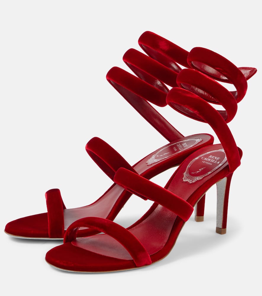 Rene Caovilla Cleo 80 velvet sandals