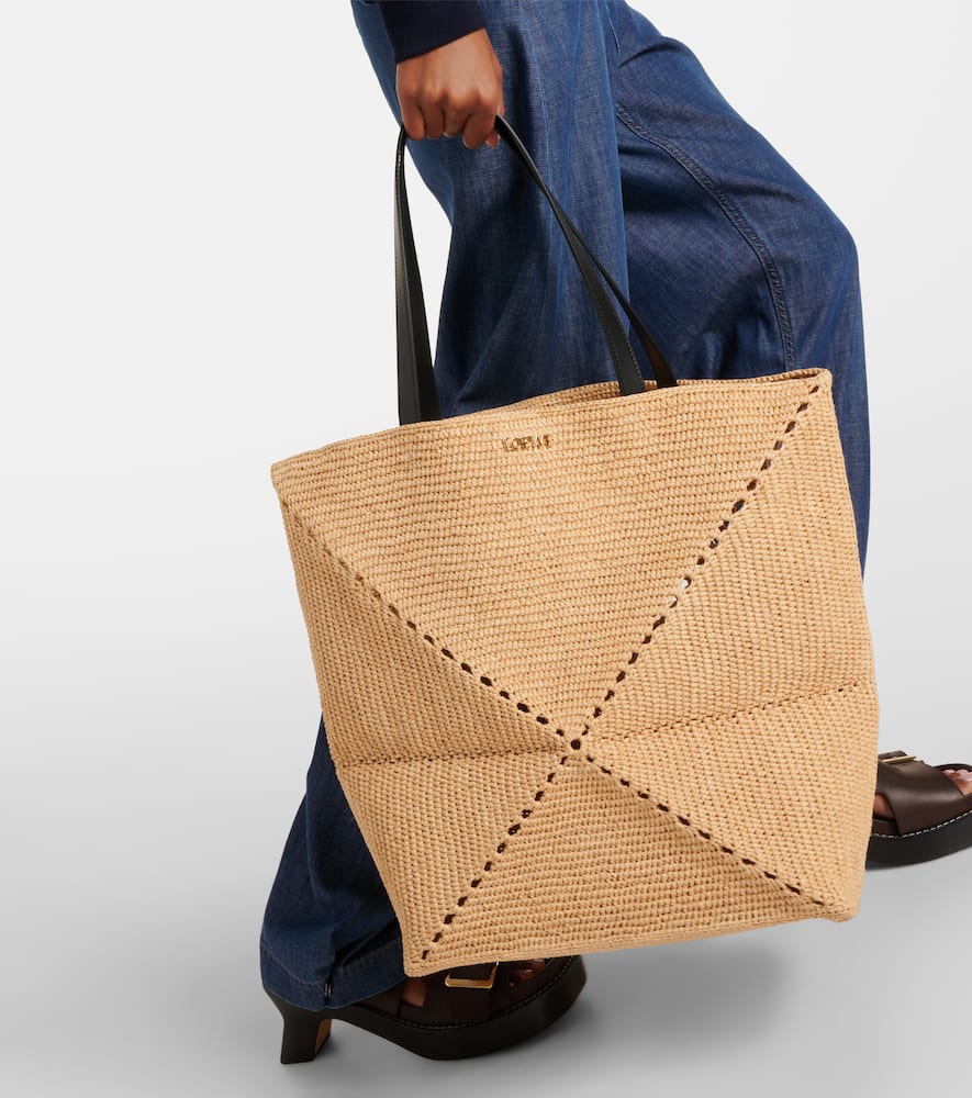 Loewe Paula's Ibiza Puzzle Fold XL raffia tote bag