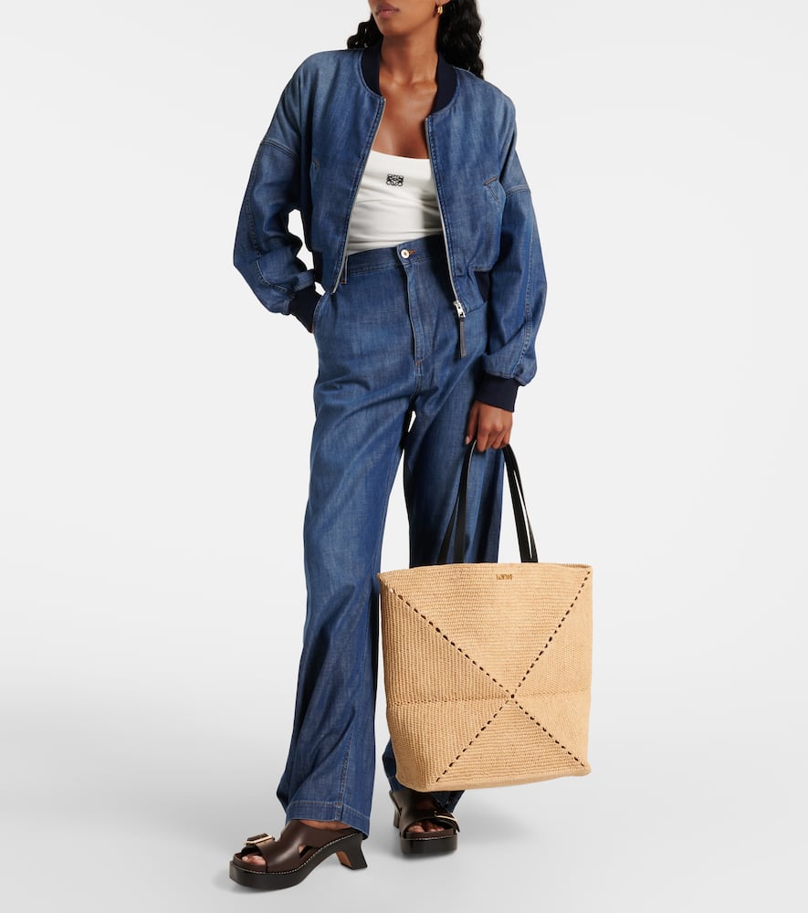 Loewe Paula's Ibiza Puzzle Fold XL raffia tote bag