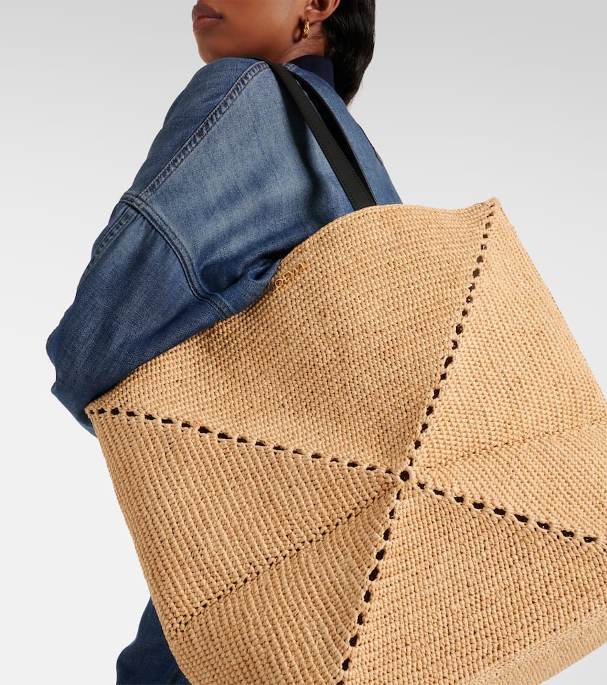 Loewe Paula's Ibiza Puzzle Fold XL raffia tote bag