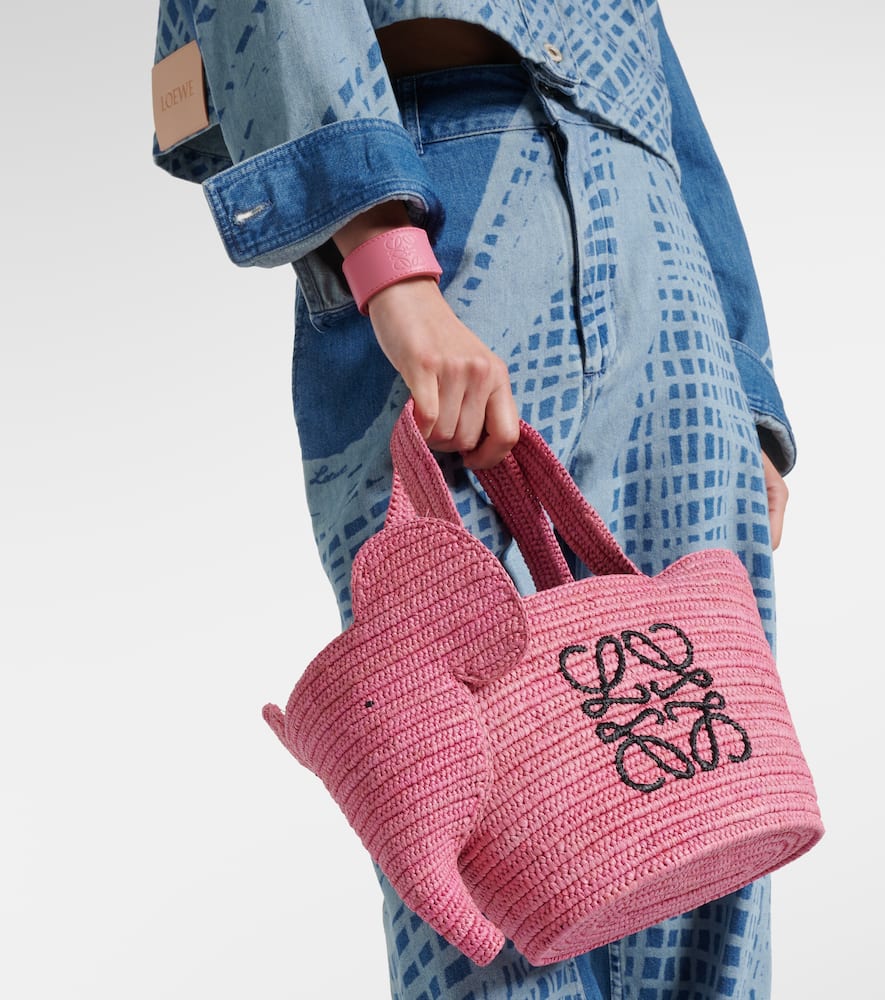 Loewe Elephant Small raffia basket bag