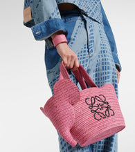 Loewe Elephant Small raffia basket bag