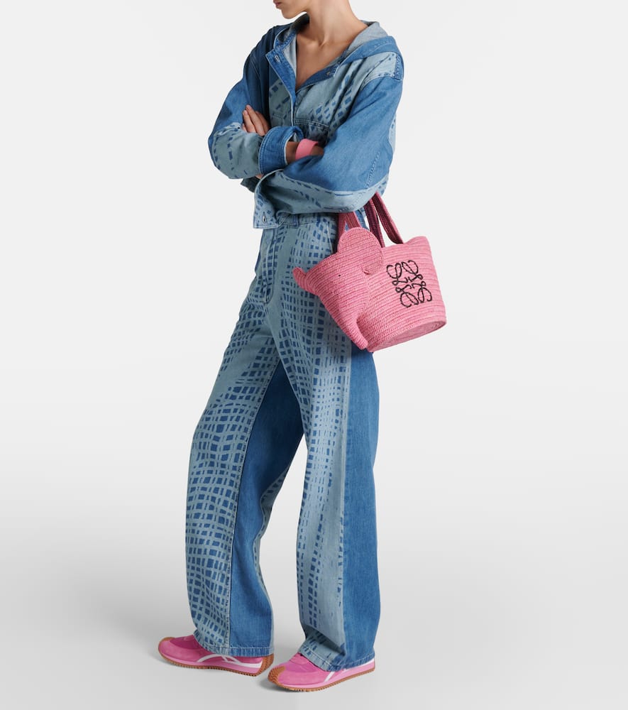 Loewe Elephant Small raffia basket bag