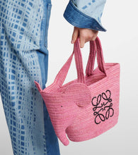 Loewe Elephant Small raffia basket bag