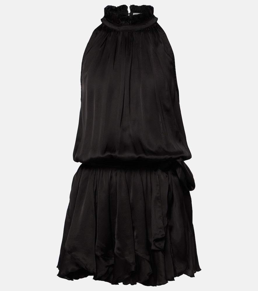 Poupette St Barth Bianca halterneck satin minidress. Poupette St Barth Bianca 挂脖缎面迷你连衣裙