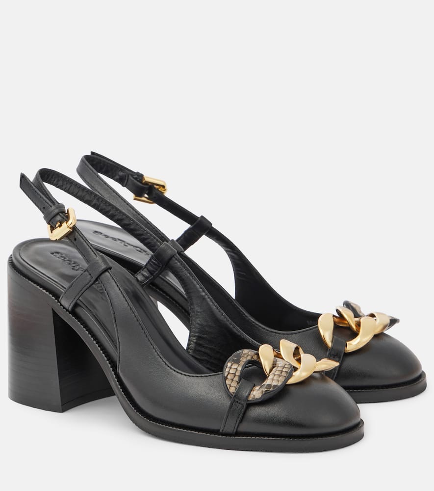 See By Chloe Chain Line leather slingback pumps