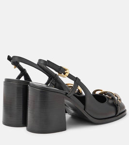 See By Chloe Chain Line leather slingback pumps