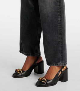 See By Chloe Chain Line leather slingback pumps