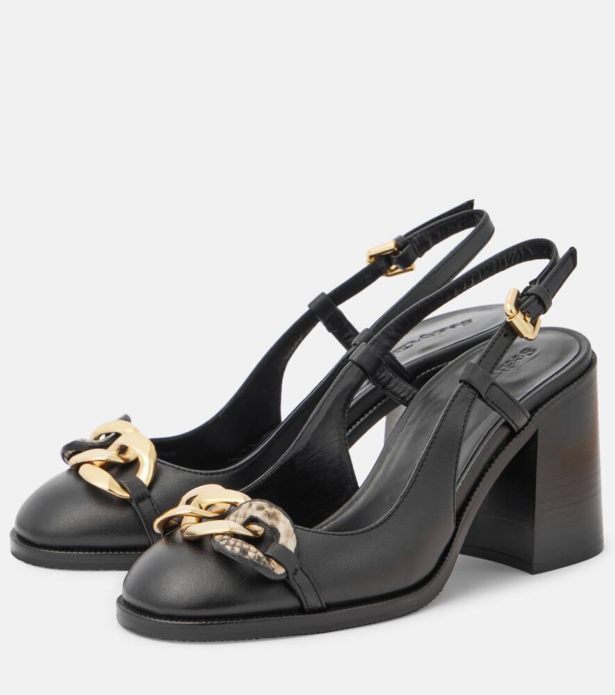 See By Chloe Chain Line leather slingback pumps