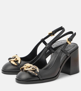 See By Chloe Chain Line leather slingback pumps